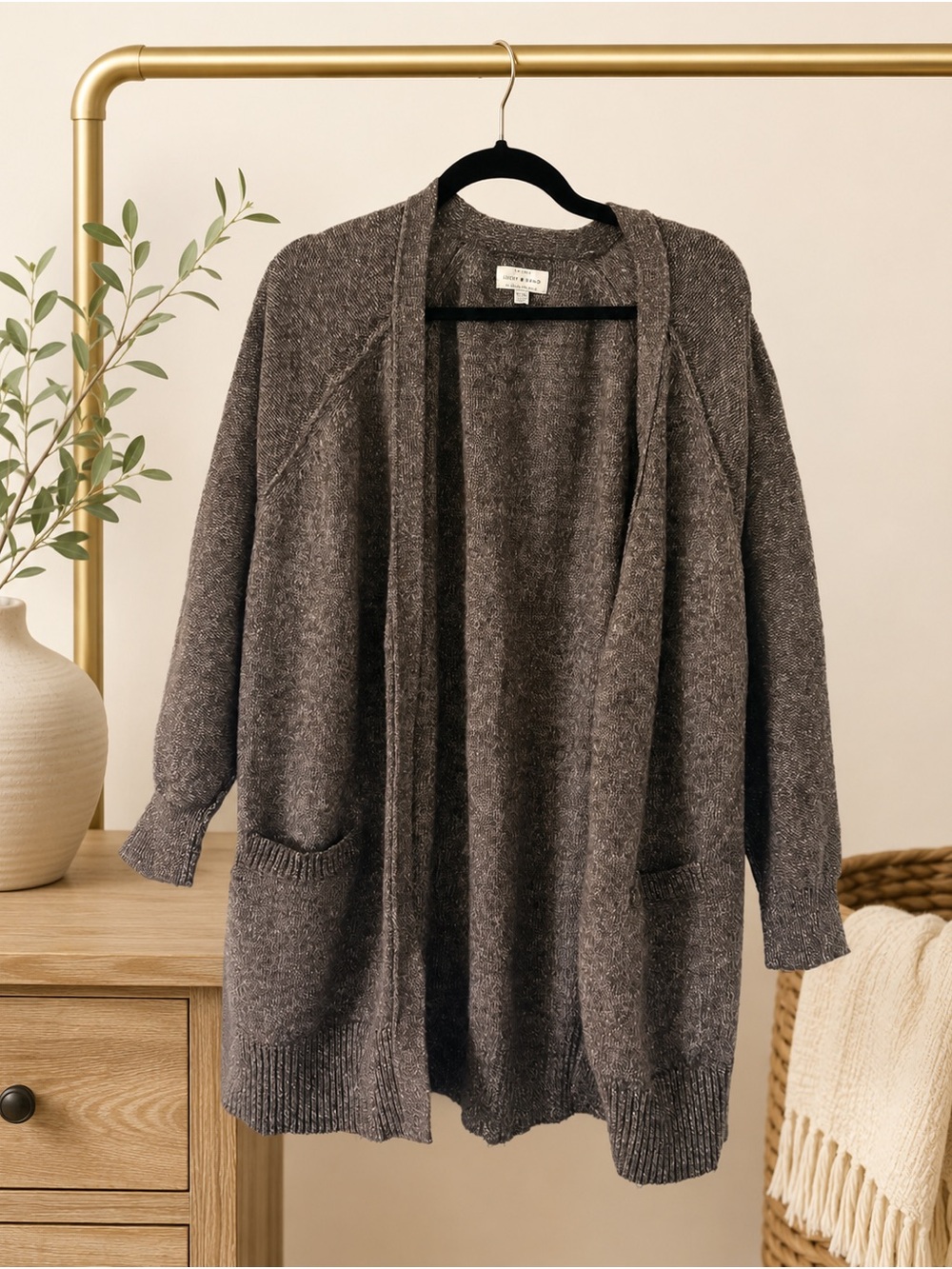 Lucky Brand Brown Marled Open Front Cardigan Sweater XL